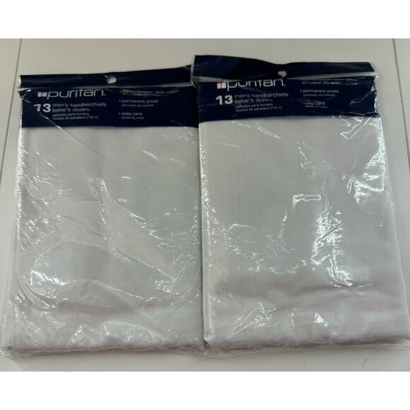 Old Stock Puritan White Handkerchiefs Pack of 13 (Set of 2)  NEW - Picture 1 of 4